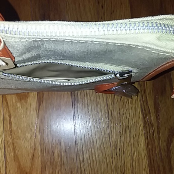 Vintage 1970s Beige Utility Multi Pocket Canvas Briefcase with Orange Trim NWT - Picture 7 of 16